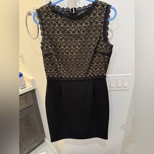 Black cocktail dress lace, top plain black bottom size 8